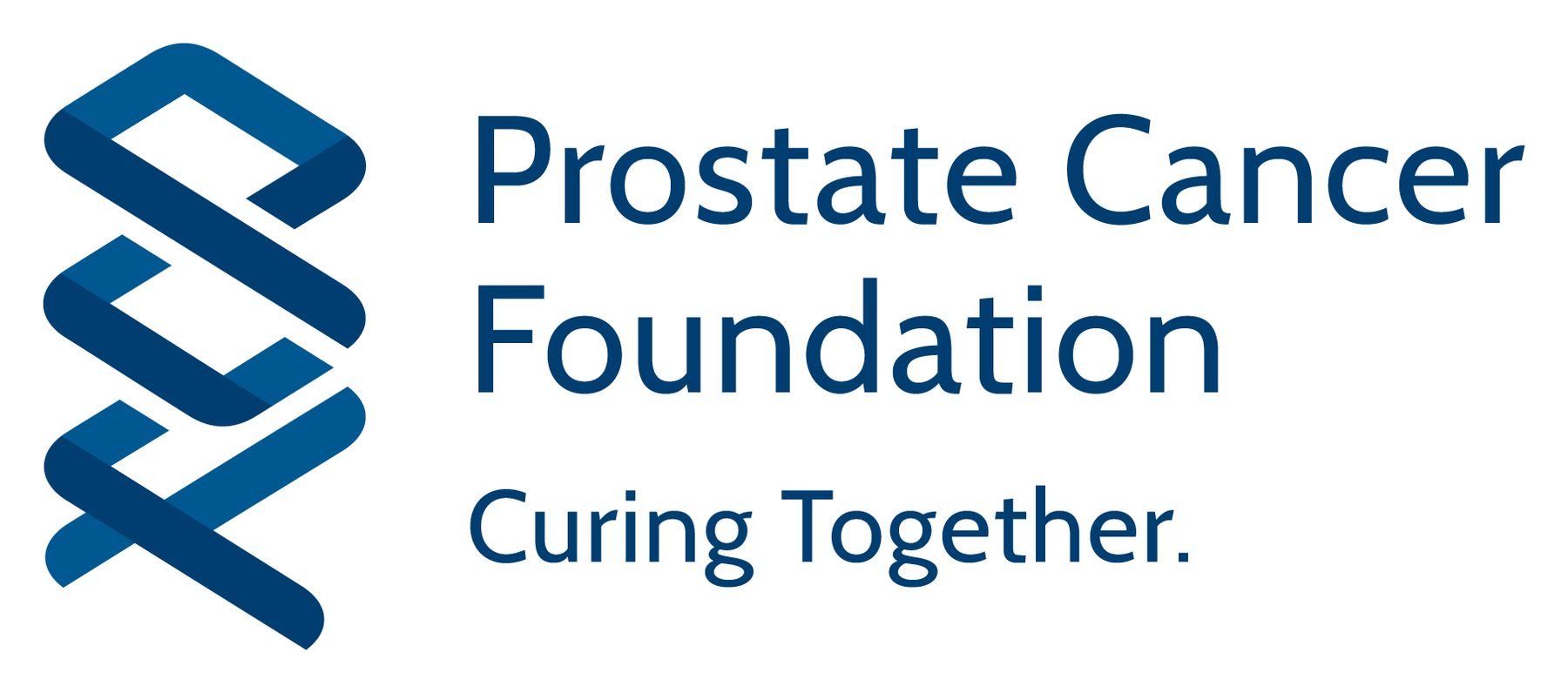 The Prostate Cancer Foundation mark: an interlocking blue ribbon beside the organization name.