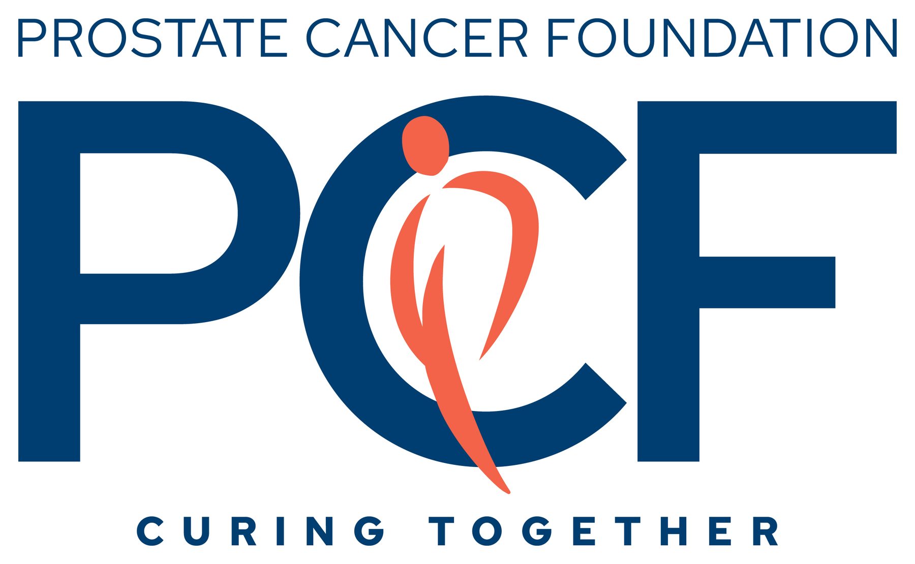 The 2024 PCF logo: the letters P, C and F with an orange figure nested inside the C.